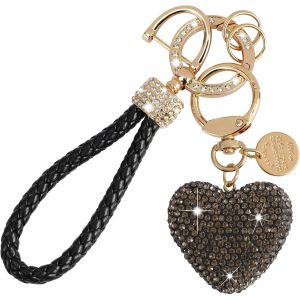 KAL-Porte Clés Strass Porte Clé De Voiture Cordon Tressé Les Femmes Filles Clés Avec Pendentif En Strass En Forme De C?ur Pour Sac À Main - Neuf