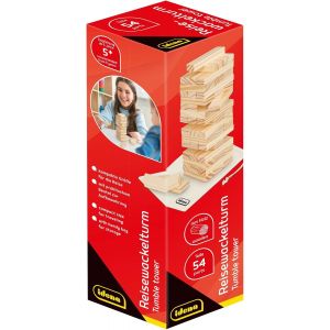 Jeu De Voyage Branlante En Bois,Jeu D'adresse Avec 54 Briques Et Sac De Rangement,Env. 4.8 X 4.8 X 14.4 Cm Grande Tour &Agrave; Empiler,40088 - Neuf