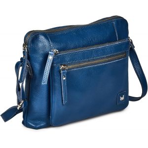 Wise Owl Accessories &iquest; Sac Bandouli&egrave;re Femme/Sacoche Homme En Cuir V&eacute;ritable Grain&eacute;, Petit Sac &Agrave; Main Unisexe, 5 Poches Zipp&eacute;es - Neuf