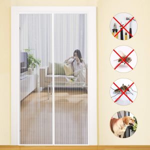 Moustiquaire magnétique blanche pour porte 140 x 240 cm, rideau anti-mouches adhésif - Neuf