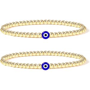 Eryi-Bracelet Chance Mauvais Oeil, Exquis Bracelet En Perles Plaqué Or 18k Avec Perle Oeil Bleu - Bracelet Extensible Cadeau Pour Meilleurs Amis, Couples, Membres De La Famille, Frères, S?urs - Neuf