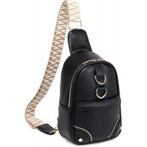 Sac bandoulière pour femme, petit sac à dos en cuir PU, sac à dos de jour, sac à bandoulière pour guitare, sac à main tendance pour téléphone portable, pour voyager, randonnée, partout, noir - Neuf
