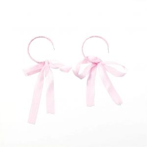 Mode Femme Dame Grand Cercle Boucle D'oreille Tissu Bowknot Ruban Oreille Stud (Rose) - Neuf