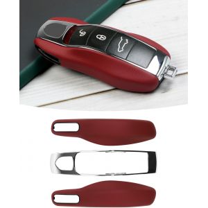 NouvelHorizonstore-Couverture de cl&eacute;s en Cuir pour Porsche Macan Panamera 911, Couverture cl&eacute; de Porte-cl&eacute;s de la cha&icirc;ne de cl&eacute;s pour Porsche Cayenne 718 Cayman Boxster Accessoires (Bordeaux Red) - Neuf