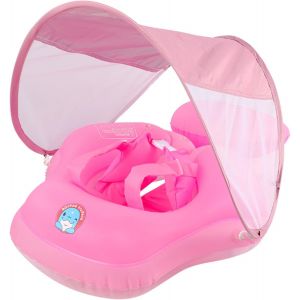 Bouée de natation pour bébé avec pare-soleil amovible UPF50+, aide à la natation pour la piscine, flottant, siège de sécurité réglable, pour enfant de 6 à 36 mois - Neuf