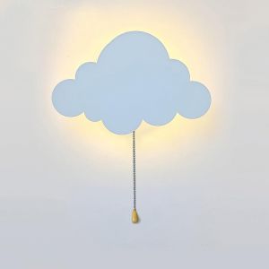 Applique Murale Led Enfant 5w Nuage/&Eacute;toile Applique Led Veilleuse &Agrave; Tirette Lumi&egrave;re Chaude Douce,Double Alimentation Usb/Piles,En Fer Blanc Pour Chambre B&eacute;b&eacute;,Lecture,D&eacute;corative (Nuage) - Neuf