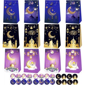 TIANYI-Sac Eid Mubarak, 12pcs Sachet Bonbon Eid Mubarak, Decoration Aid Moubarak, Sachet Bonbon Aid Moubarak, Sac Cadeau Eid Mubarak, Sac Bonbon Eid Mubarak, Sachets Bonbons, Cadeaux pour Décoration - Neuf