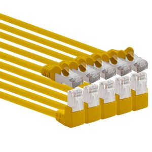 366247 C&acirc;ble R&eacute;seau Cat.6 Angle 90 Degr&eacute;s 7,5 M - Jaune - Lot De 5 C&acirc;ble Patch Cat6 (Sftp Pimf) 1000 Mbit/S Prise Rj 45-5 X 7,5 M M&egrave;tres Jaune[CAB9163938] - Neuf