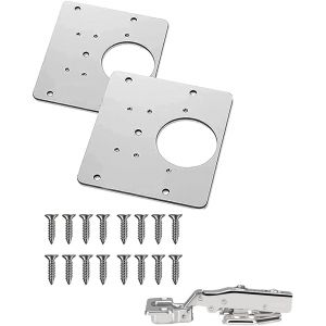 Plaque de r&eacute;paration pour charni&egrave;res avec trou et vis de fixation. Supports de r&eacute;paration de la charni&egrave;re de l'armoire, utilis&eacute; pour les meubles en bois, armoires, armoires, placards. - Neuf