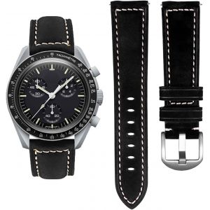 Kal-Bracelet En Cuir Pour Omega X Swatch Moonsswatch, Omega X Swatch Moonsswatch Speedmaster Bracelet De Remplacement De Montre 20mm - Neuf