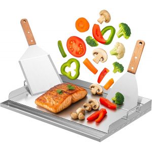 Letnerny-Lot De Plaques De Cuisson, 43 X 32 Cm, Universelles, En Acier Inoxydable, Pour Barbecue, Avec Poignée, Spatule, Barbecue À Gaz, Plancha Pour Barbecue Au Charbon De Bois, Barbecue À Gaz, Etc - Neuf