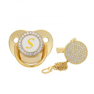 Sucettes Pour B&eacute;b&eacute;, Sucette Incurv&eacute;e &Agrave; 26 Lettres Avec Clips, Sucette Dor&eacute;e Pour B&eacute;b&eacute; De 6 &Agrave; 18 Mois, Alimentation En Poudre De Lait Pour B&eacute;b&eacute; S - Neuf