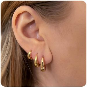Kal-3 Paires Boucles D'oreilles Créoles Or Pour Femme Creoles Or Femme Creoles Argent Femme Petite Creole Hypoallergénique Boucles D'oreilles Femme Or Pour Plusieurs Piercings Oreille Cartilage - Neuf