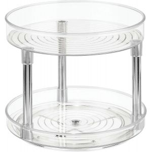 Plateau Tournant Pour Meuble,Plateau Tournant En Plastique À 2 Niveaux,Plateau Tournant Pour Épices Et Ingrédients De Cuisine,Transparent - Neuf