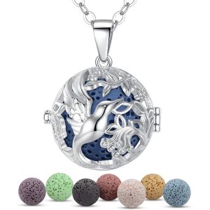 Colliers Longs Pour Femme, Diffuseur D'aromath&eacute;rapie Pour Huiles Essentielles Pendentif Attrape R&ecirc;ves Plaqu&eacute; Argent Diffuseur Boh&egrave;me Cadeau D'anniversaire Pour Vos Femmes - Neuf