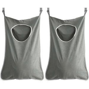 Lot de 2 paniers &agrave; linge suspendus pour porte, sac de rangement pour linge (gris fonc&eacute;) - Neuf