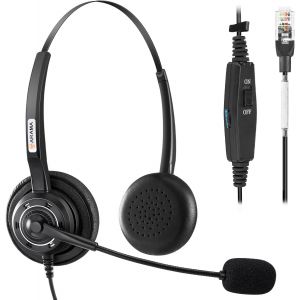 Casque T&eacute;l&eacute;phonique Rj9 Avec Microphone Antibruit, Casque De Bureau Pour T&eacute;l&eacute;phone Portable Polycom Vvx410 Vvx411 Avaya 1408 Mitel 5312 Shoretel Alcatel Lucent Nec Fanvil T&eacute;l&eacute;phones Fixes - Neuf