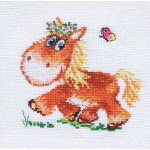 Kit Point De Croix Compt&eacute; "Petit Cheval" 13x13 Cm - Neuf