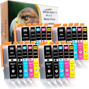 20x 550XL 551XL Compatibles pour Canon PGI- 550 CLI-551 pour PIXMA iP-7200 iP-7250 iP-8750 iX-6850 MG-5450 MG-5550 MG-5650 MG-5655 MG-6350 MG-6450 MG-6650 MG-7100 MG-7150 MG-7550 MX-725 MX-925 - Neuf