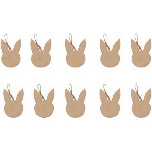 KALANKA-AC843Cpack - Un Lot de 10 supports en papier brun mâché 1x6,5x9 cm, Tête de lapin plate à suspendre - Neuf