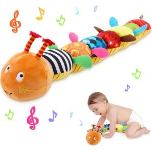 TDRFL-Jouet Musical En Peluche Pour Bébé,Jouet En Peluche Avec Chenille Hochet Et Textures Pour Les Bébés De 0-3-6-12 Mois Nouveau-Né Garçon Fille Enfants Cadeau D'Anniversaire De Noël - Neuf