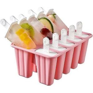 Moules À Sucettes Glacées,Moule À Crème Glacée,10 Cavités,Moules À Glaces En Silicone Créatifs Faits Maison,Libération Facile,Recette De Sucettes Glacées Réutilisables,Crème Glacée Pour Enfants De Bri - Neuf