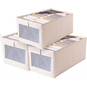 Chaas-Lot De 3 Boîtes De Rangement Pour Penderie - Cube De Rangement Pliable En Tissu Avec Fenêtre Transparente - Pour Linge, Jouets, Vêtements, Livres - Neuf