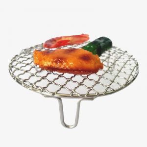 Grille de Barbecue en acier inoxydable 304, 14-38CM, qualit&eacute; alimentaire, grille m&eacute;tallique, filet &agrave; mailles rondes avec pieds hauts de 5CM pour le drainage de l'eau et de l'huile 14CM Diameter - Neuf