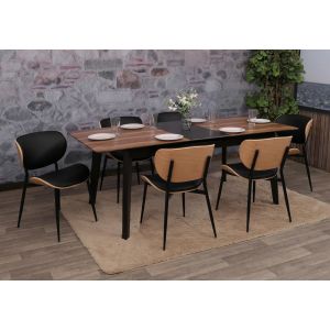 Lot de 6 chaises de salle &agrave; manger HWC-O45, chaise, bois courb&eacute; similicuir 280g/m&sup2; &Ouml;ko-Tex MVGnaturel, noir - Neuf