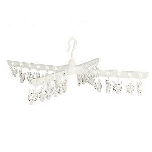 HJLIAN Cintres multifonctions pour vetements de bebe, sechoir a linge pliable et coupe-vent avec 24 pinces pour la maison - Neuf