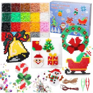KALANKA-Christmas Kit de Perles à Repasser, 7000 PièCes de Perles à Repasser de 5 Mm, Kit Artisanal de Perles à Repasser Avec Panneau Perforé, Pour Enfants GarçOns Filles Cadeaux D'Anniversaire - Neuf