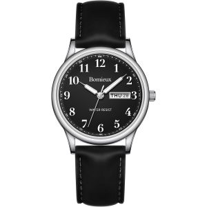 Montre Analogique &Agrave; Quartz Pour Homme Avec Bracelet En Cuir,3 Aiguilles,Date,&Eacute;tanche 3 Atm,Gros Chiffres,Id&eacute;e De Cadeau Pour Un Amis.[J819] - Neuf