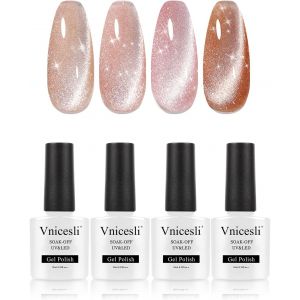 4 Couleurs Vernis Semi Permanent Blanc Laiteux Transparent Rose Nude Vernis À Ongles Soak Off Uv Led Naturelle Transparent Gelée De Cristal Vernis Gel Uv Semi Permanent French Manucure - Neuf