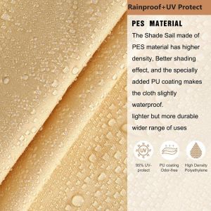 Voile D'ombrage Rectangulaire Imperm&eacute;able 2 X 2 M, Voile D'ombrage Pes R&eacute;sistant &Agrave; L'eau, Filet D'ombrage Rectangulaire 3 X 2 M, Protection Uv 98 % Pour Terrasse Ext&eacute;rieure, Sable 2 X 2 M - Neuf