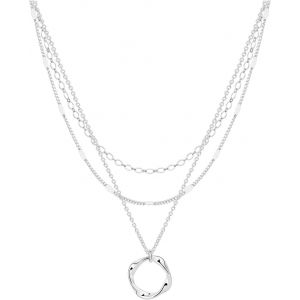Ensemble De 3 Colliers Pour Femme,Pendentif Torsad&eacute; Exquis En Or Et Argent,Cha&icirc;ne Multicouche R&eacute;glable,Ensemble De Mode,Collier Simple &Agrave; Plusieurs Niveaux,Bijoux Cadeau - Neuf