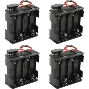 Lot de 4 Supports de Piles AA de 1,5 V avec connecteurs &agrave; encliquetage Standard et bo&icirc;tier en Plastique Rigide de Type T (8AA) - Neuf