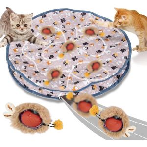 Letnerny-Jouet De Balle Interactif Pour Chat, Automatique Jouet Interactif, Tapis Avec Balle Interactive Chat, Jouet Interactif De Chasse 2 En 1 Pour Chatde Chasse - Neuf