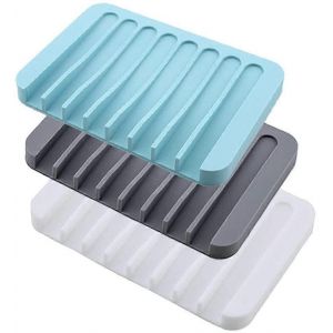 Porte-savon 3 pi&egrave;ces,porte-savon en silicone avec panier de vidange Conception antid&eacute;rapante,pour salle de bain,cuisine - Neuf