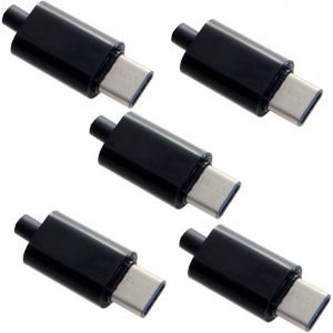 KAL-Lot De 5 Connecteurs Usb 3.1 Type C Mâle Avec Boîtier Noir - Neuf