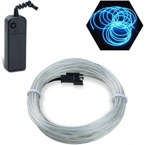 Flexible EL Fil Tube Néon Light Avec Contrôleur 3 Modes LED Lumière De Voiture Dance Partie De Mariage Bar intérieur et extérieur Décor (Glace bleue,16,5 Pi) - Neuf