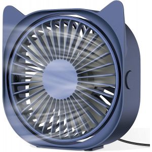 Mini ventilateur de table USB, contr&ocirc;le &agrave; 3 vitesses, rotation &agrave; 360&deg;, ventilateur portable USB, petit ventilateur pour PC, silencieux - Neuf
