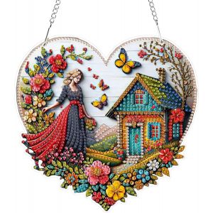 Oayew-5d Maison Diamant Peinture Pendentif,Fille Diamond Painting Ornements Kits Special Shaped Diamond Painting Pendentif Diy Peinture Diamant Pendentif Avec Cha&icirc;ne D&eacute;coration - Neuf