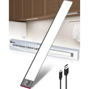 Reglette Led Cuisine Sous Meuble Rechargeable Usb, 2500Mah 40Cm Dimmable Lampe Placard Detecteur De Mouvement Barre Sans Fil Lumiere Capteur Pir A Pile Pour Escalier Interieur Armoire - Neuf
