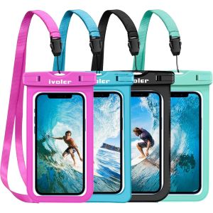 KALANKA-[Pack de 4] Pochette Étanche Téléphone [Certifiée IPX8] Etui/Housse/Coque Étanche Smartphones Universel Sac Protection pour iPhone, Samsung, Huawei, Jusqu'à 6,8'' (Nior/Bleu/Vert/Rose) - Neuf