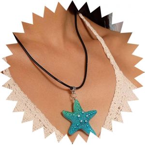 Kal-Collier Boho Avec Pendentif Étoile De Mer Collier En Cuir Étoile De Mer Rouge Collier Ras De Cou Étoile De Mer Vintage Collier Punk Grand Collier Étoile De Mer En Corde Bijoux Pour Femmes - Neuf