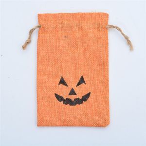 Sacs cadeaux en toile de jute avec double cordon de serrage, pochette à bonbons, sacs à friandises d'Halloween avec différents motifs, lot de 12 (4 styles) - Neuf