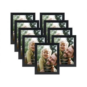 Lot de 9 Cadres Photo 15x20 cm Noirs - Décoration Murale ou à Poser Design Moderne pour Salon et Chambre - Plastique Durable - Neuf