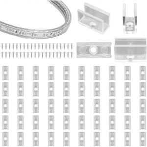 TRAHOO-50pcs Supports de Montage pour Guirlande Lumineuse au N&eacute;on, Support pour Guirlande Lumineuse &agrave; LED Clips pour Guirlande Lumineuse avec 50 Vis pour Bande Lumineuse Flexible au N&eacute;on LED 6x12mm - Neuf