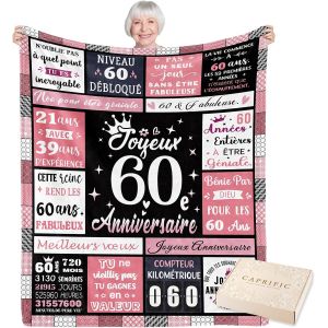 Ulteronixshop-Cadeau Femme 60 Ans Anniversaire, Id&eacute;e Cadeaux 60Ans Femme, Cadeau Homme 60 Ans, Couverture 150x130cm Douce et &Eacute;l&eacute;gante - Neuf