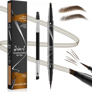 asas-Crayon SourcilWaterproof,Crayon Sourcil Double Extrémité Avec Micro-Fourchette Et Pinceau Précis-Pour Des Sourcils Naturels Et Définis-Durée De La Journée-Crayon À Sourcils-02 Marron Foncé - Neuf
